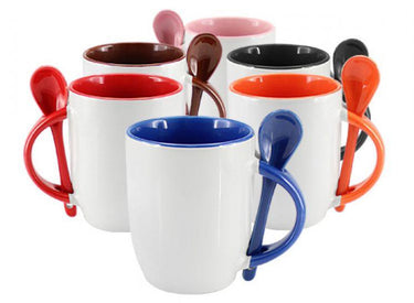 Taza de sublimación con cuchara de colores - Grupo Emi RD